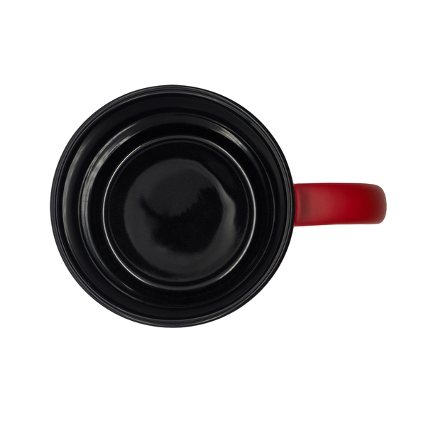 Kubek ceramiczny Velluto 350 ml, czerwony z nadrukiem logo c