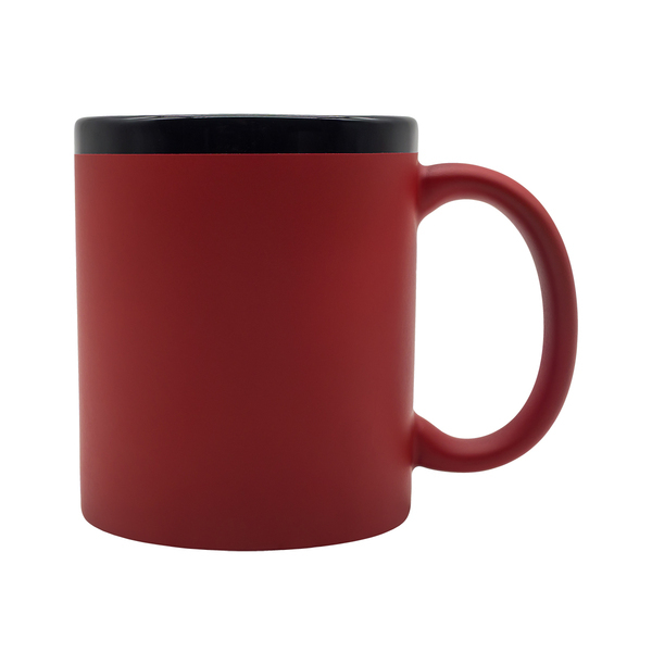 Kubek ceramiczny Velluto 350 ml, czerwony z nadrukiem logo