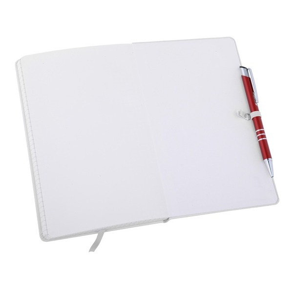 Notatnik 130x210/80k kratka Asturias, biały z nadrukiem logo d