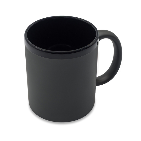 Kubek ceramiczny Velluto 350 ml, szary z nadrukiem logo c