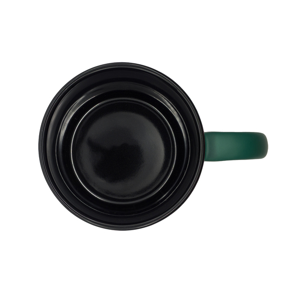 Kubek ceramiczny Velluto 350 ml, ciemny zielony z nadrukiem logo c