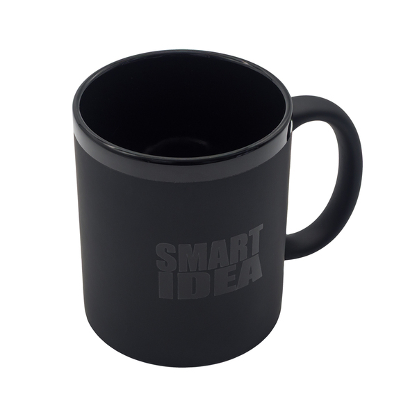 Kubek ceramiczny Velluto 350 ml, czarny z nadrukiem logo b