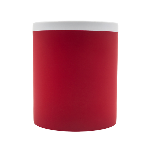 Kubek ceramiczny Velutti 350 ml, czerwony z nadrukiem logo a