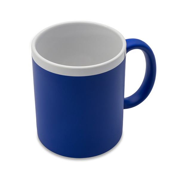 Kubek ceramiczny Velutti 350 ml, niebieski z nadrukiem logo b