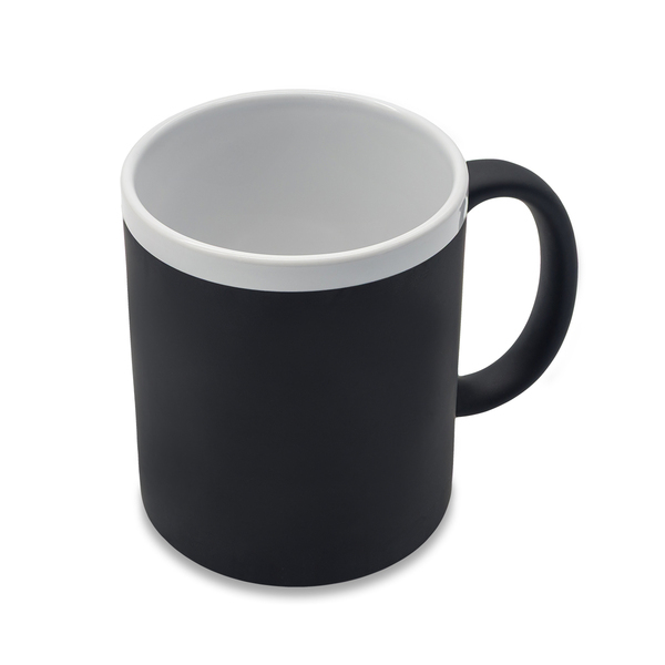Kubek ceramiczny Velutti 350 ml, czarny z nadrukiem logo b