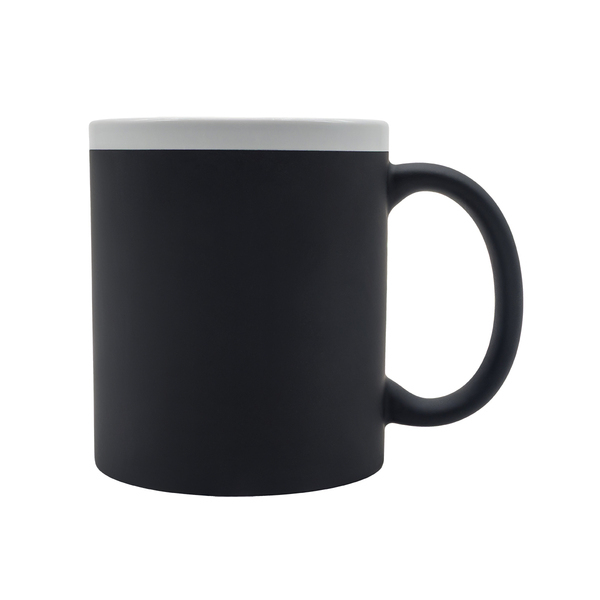 Kubek ceramiczny Velutti 350 ml, czarny z nadrukiem logo - zdjęcie produktu