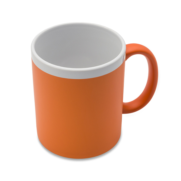 Kubek ceramiczny Velutti 350 ml, pomarańczowy z nadrukiem logo b