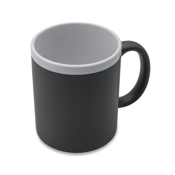 Kubek ceramiczny Velutti 350 ml, szary z nadrukiem logo b