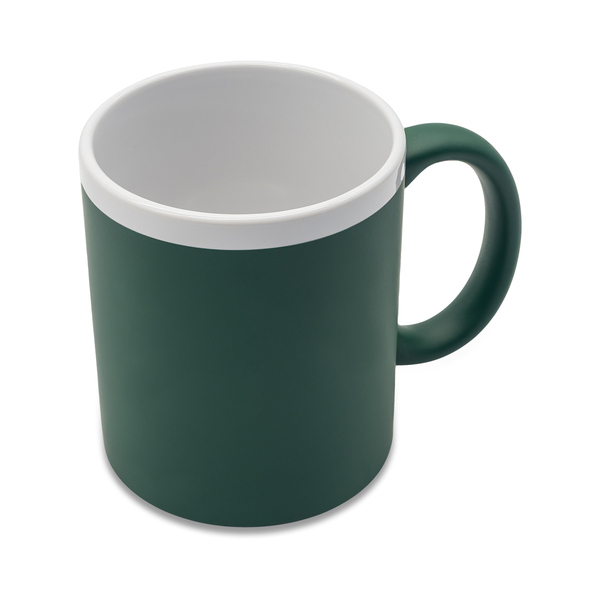 Kubek ceramiczny Velutti 350 ml, zielony z nadrukiem logo b