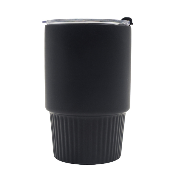 Kubek ceramiczny Azzurro 440 ml, czarny z nadrukiem logo a