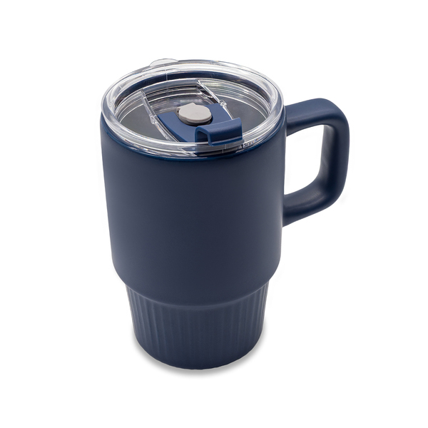 Kubek ceramiczny Azzurro 440 ml, granatowy z nadrukiem logo c
