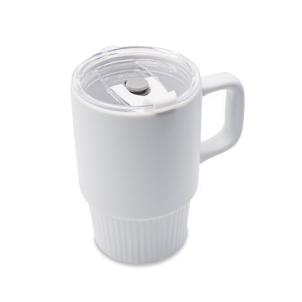Kubek ceramiczny Azzurro 440 ml, biały z nadrukiem logo d