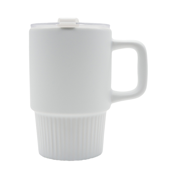 Kubek ceramiczny Azzurro 440 ml, biały z nadrukiem logo - zdjęcie produktu