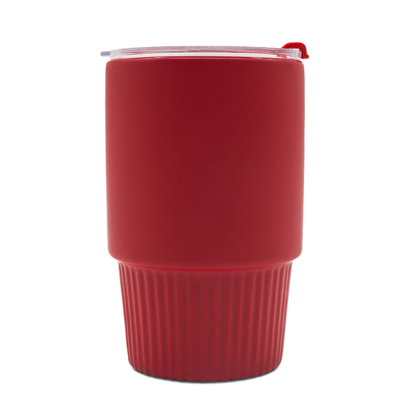 Kubek ceramiczny Azzurro 440 ml, czerwony z nadrukiem logo d