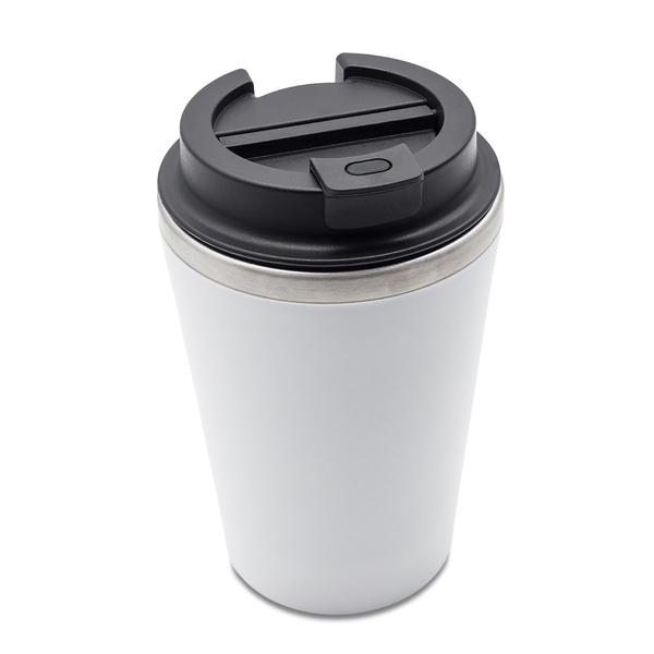 Kubek termiczny Andre 350 ml, biały z nadrukiem logo b