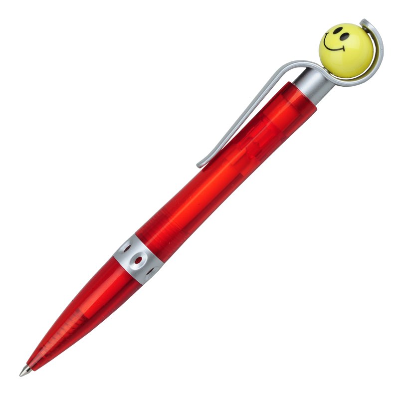 Długopis Happy, czerwony z nadrukiem logo a