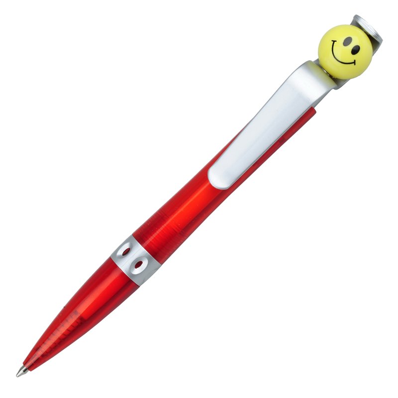 Długopis Happy, czerwony z nadrukiem logo b