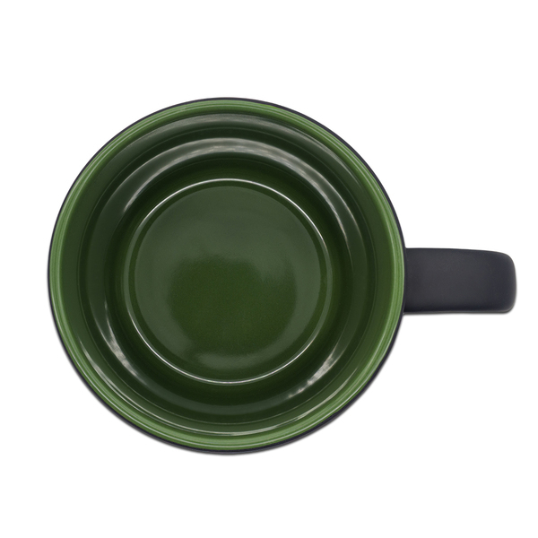Kubek ceramiczny Esla 345 ml, ciemny zielony z nadrukiem logo a