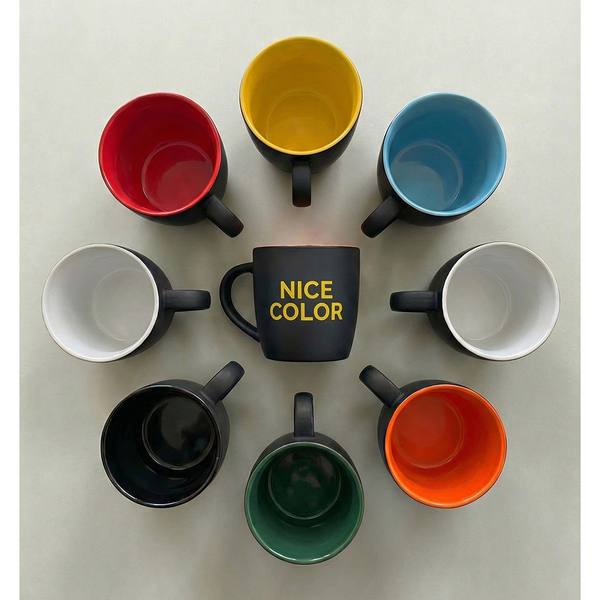 Kubek ceramiczny Esla 345 ml, ciemny zielony z nadrukiem logo d