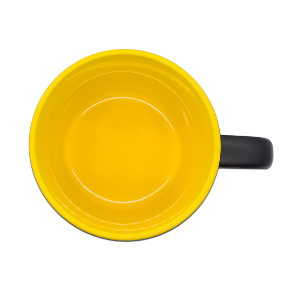 Kubek ceramiczny Esla 345 ml, żółty z nadrukiem logo a