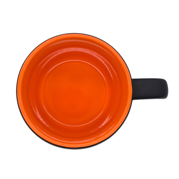 Kubek ceramiczny Esla 345 ml, pomarańczowy z nadrukiem logo a