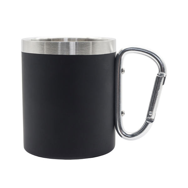 Kubek stalowy Magaro 300 ml, czarny z nadrukiem logo