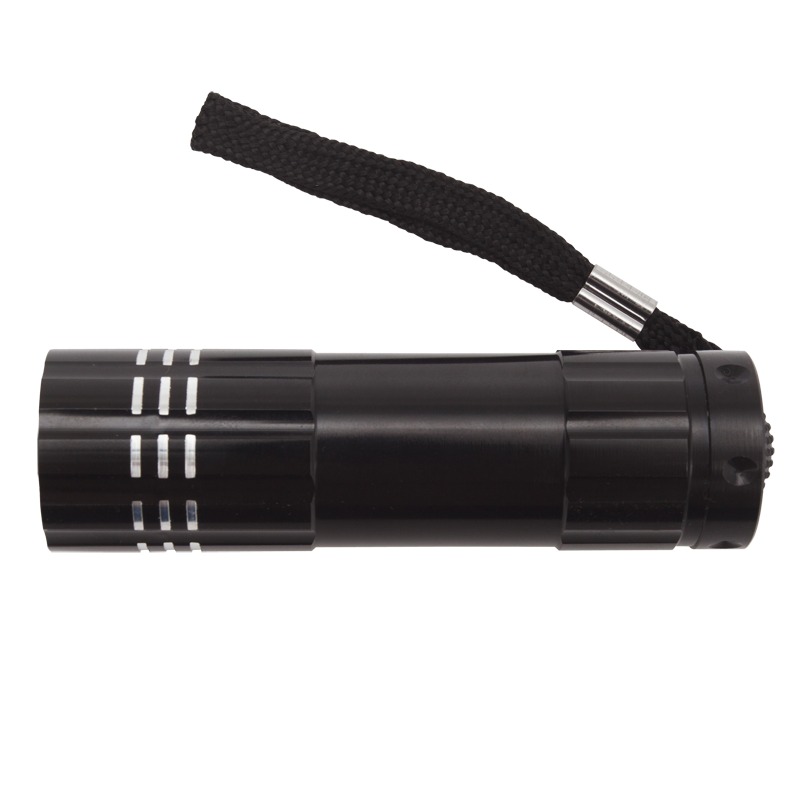 Latarka LED Jewel, czarny z nadrukiem logo a