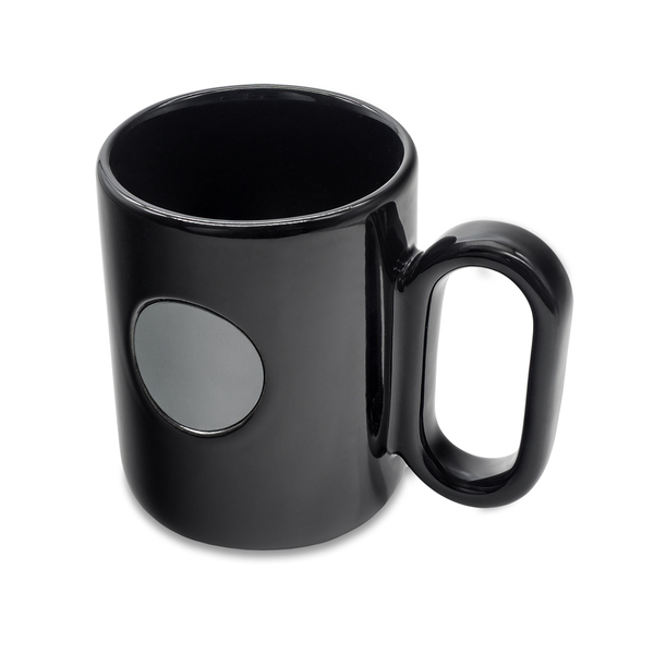 Kubek ceramiczny Pery 480 ml, czarny z nadrukiem logo - zdjęcie produktu