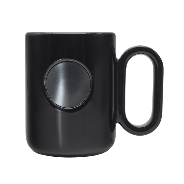 Kubek ceramiczny Pery 480 ml, czarny z nadrukiem logo a