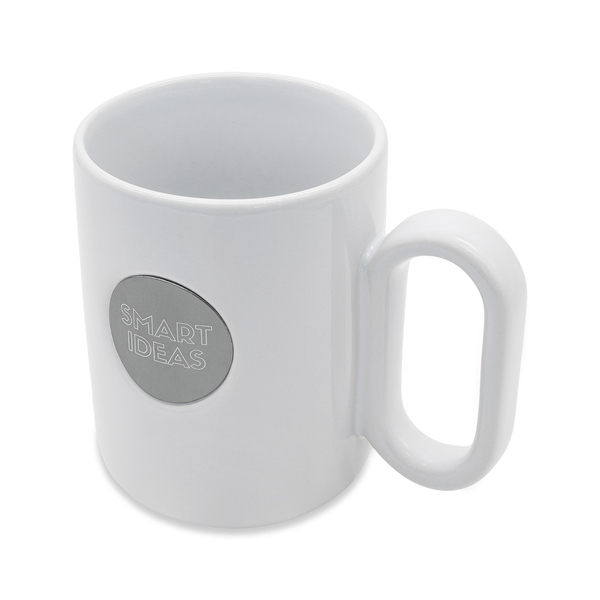 Kubek ceramiczny Pery 480 ml, biały z nadrukiem logo - zdjęcie produktu