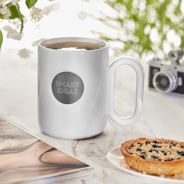 Kubek ceramiczny Pery 480 ml, biały z nadrukiem logo c