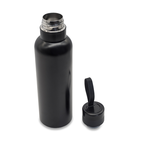 Butelka termiczna Varde 500 ml, czarny z nadrukiem logo b