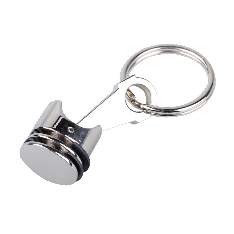 Brelok metalowy Piston, srebrny z nadrukiem logo c