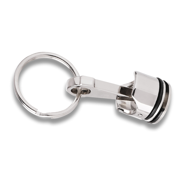 Brelok metalowy Piston, srebrny z nadrukiem logo d