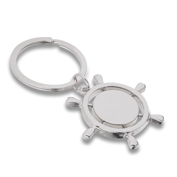 Brelok metalowy Steering Wheel, srebrny z nadrukiem logo d