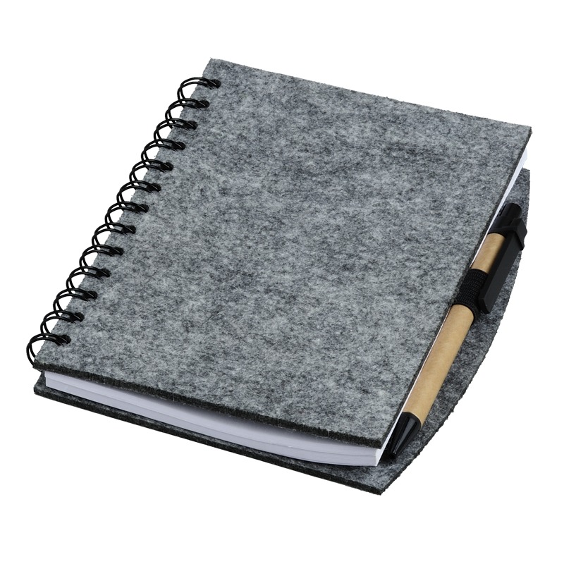 Notes z filcu Felt Now, szary z nadrukiem logo