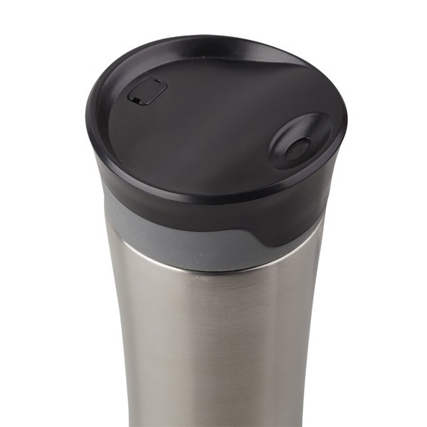 Kubek termiczny Telescope 430 ml, czarny/srebrny z nadrukiem logo a
