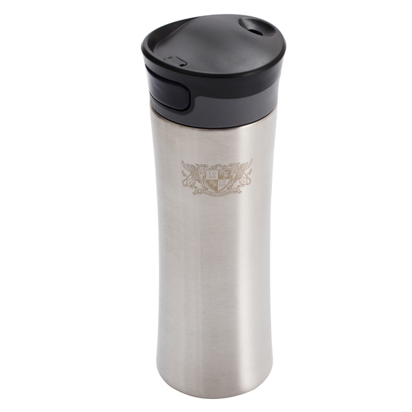 Kubek termiczny Telescope 430 ml, czarny/srebrny z nadrukiem logo e