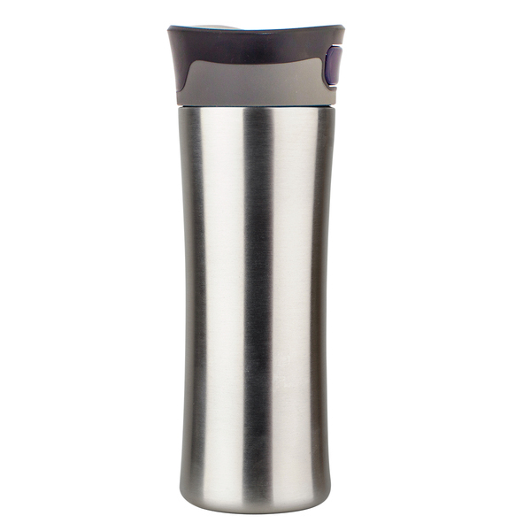 Kubek termiczny Telescope 430 ml, czarny/srebrny z nadrukiem logo d
