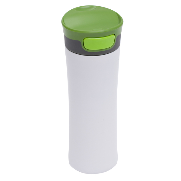 Kubek termiczny Telescope 430 ml, biały/zielony z nadrukiem logo