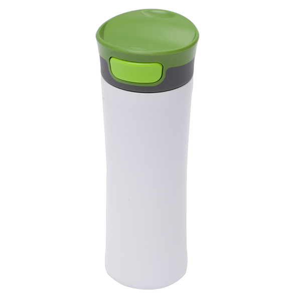 Kubek termiczny Telescope 430 ml, biały/zielony z nadrukiem logo a