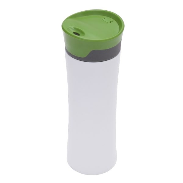 Kubek termiczny Telescope 430 ml, biały/zielony z nadrukiem logo b