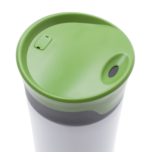 Kubek termiczny Telescope 430 ml, biały/zielony z nadrukiem logo c