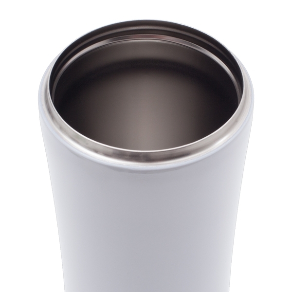 Kubek termiczny Telescope 430 ml, biały/zielony z nadrukiem logo d