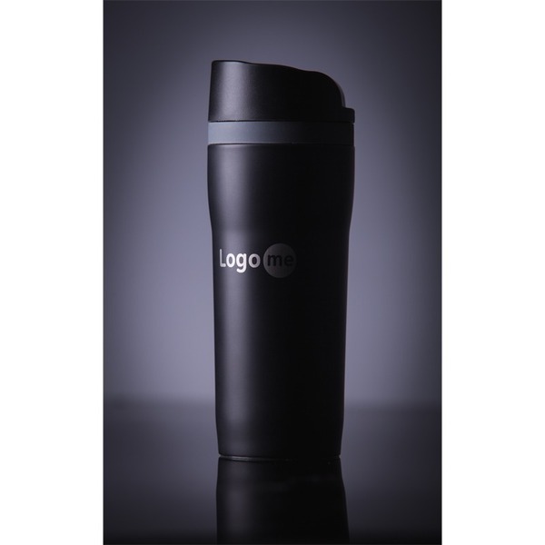 Kubek termiczny Winnipeg 350 ml, czarny z nadrukiem logo f