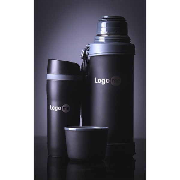 Kubek termiczny Winnipeg 350 ml, czarny z nadrukiem logo g