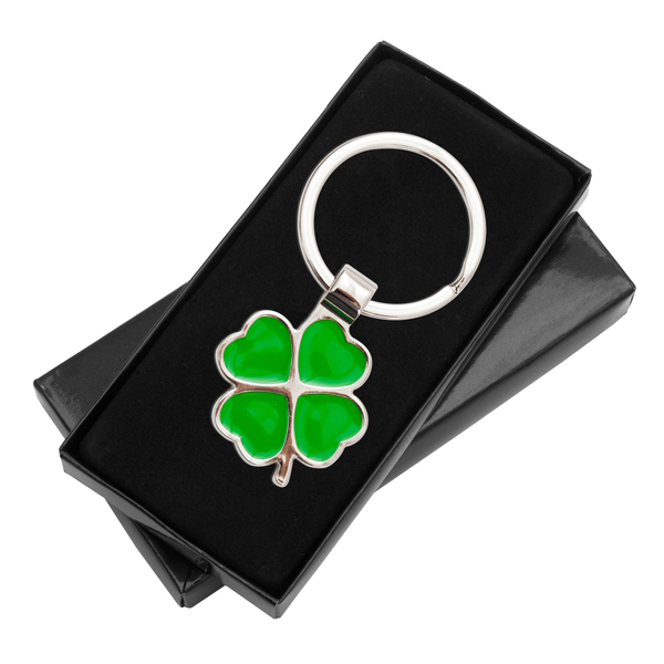 Brelok Clover Luck, zielony/srebrny z grawerem logo a
