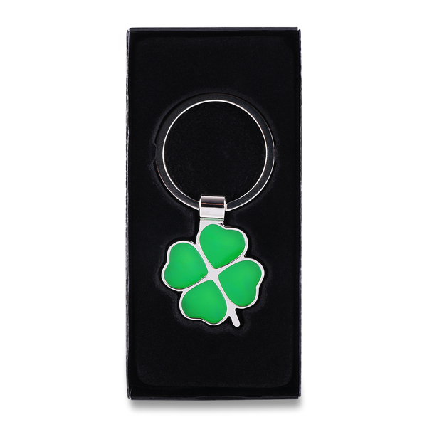 Brelok Clover Luck, zielony/srebrny z grawerem logo - zdjęcie produktu