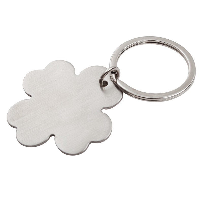Brelok metalowy 4-leaf clover, srebrny z grawerem logo b