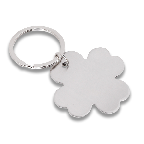 Brelok metalowy 4-leaf clover, srebrny z grawerem logo d